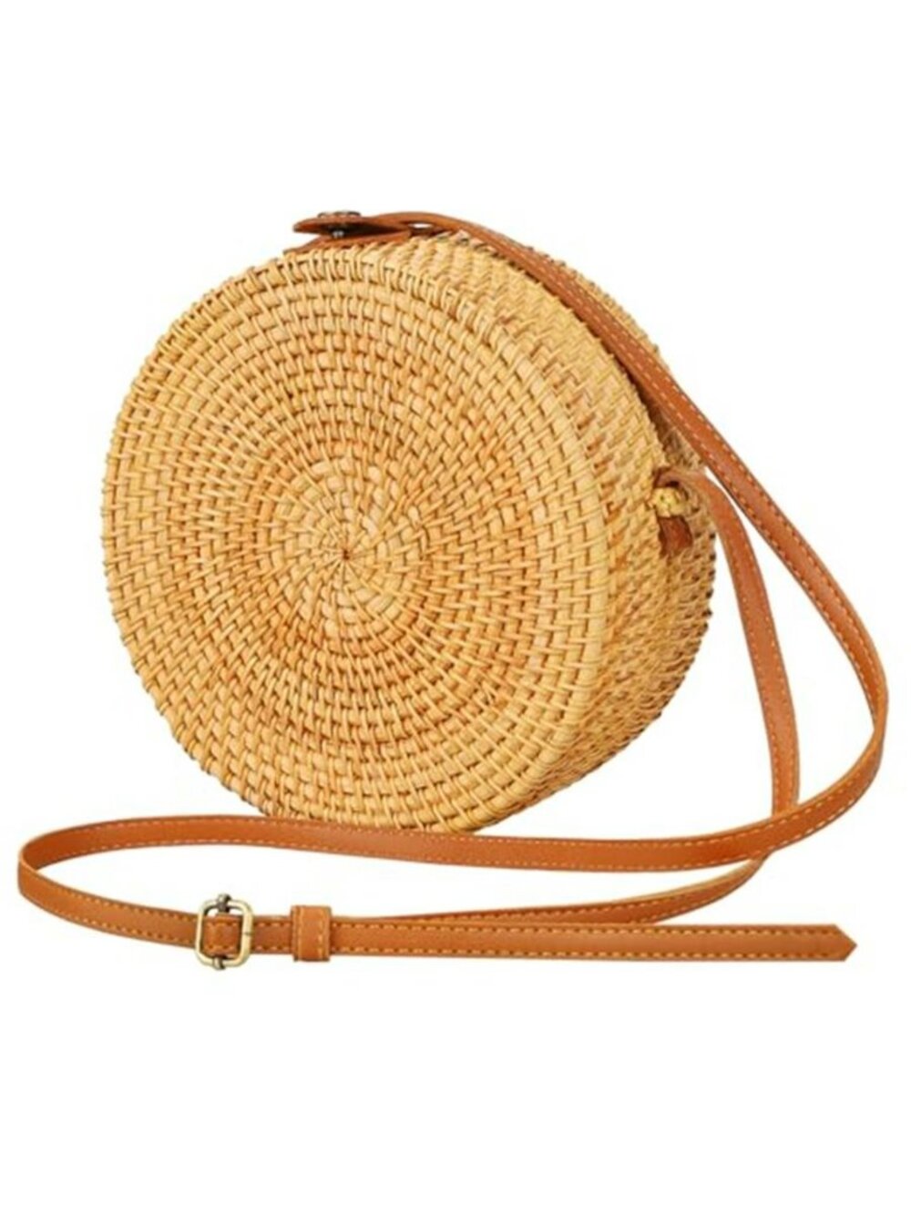 Boho Rattan Crossbody Bag, Handwoven Round Rattan Bag Purse for Women, Tote
